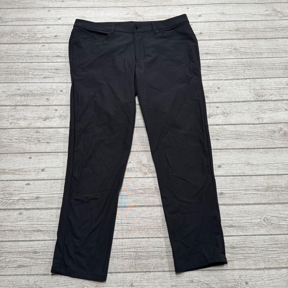 Y2K Athletic Pants Mens 38x29 Black Straight Leg Mid Rise Stretch Slim Technical